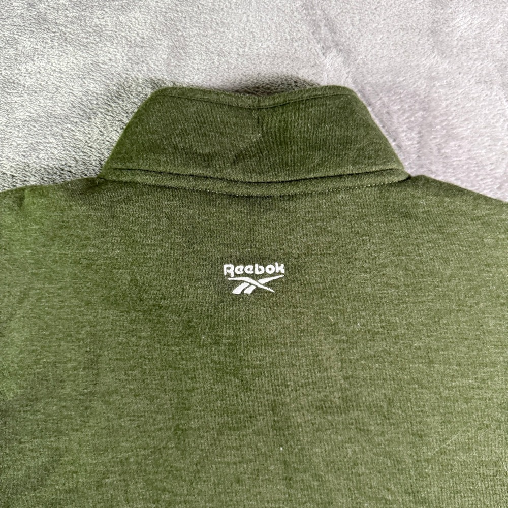 Reebok Quarter Zip Pullover Sweatshirt Olive Green Medium Mens Logo - Picture 6 of 10